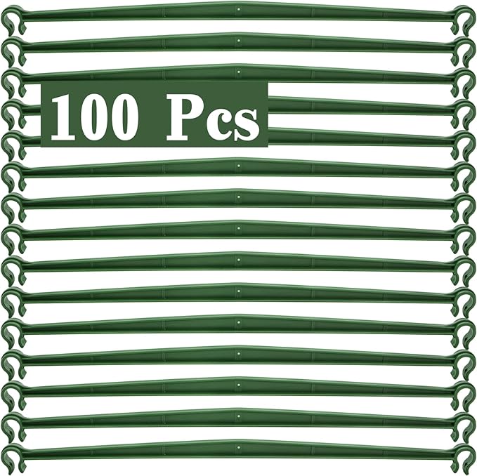 Coloch 100 Pcs Plant Stake Arms for Tomato Cage, 11.8” Expandable Plant Supports Trellis Connector with 2 Buckles for 11mm Diameter Plant Stake, for Climbing Plants, Tomato, Vegetable, Indoor&Outdoor