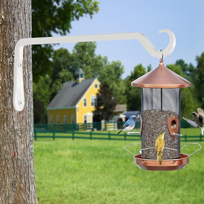 AILIN YELOKIE 12" Plant Hangers 2-Pack - Heavy Duty Rust-Resistant Steel Hooks for Bird Feeders, Indoor/Outdoor Plants & Wall Decor, White