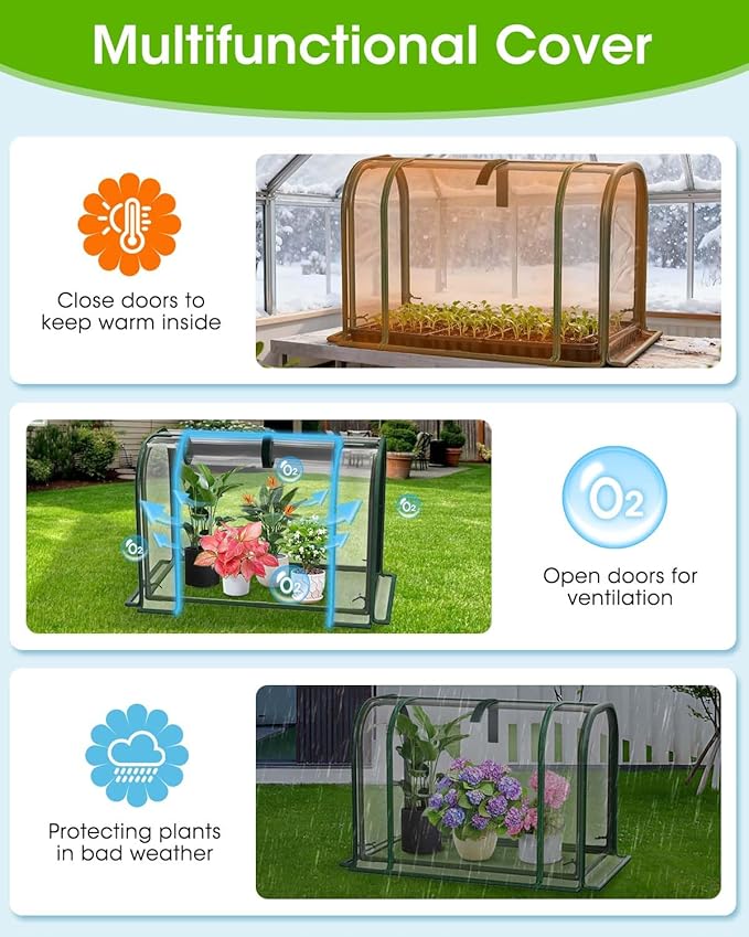 Mini Greenhouse Indoor Outdoor, 23.6*16.2*12.2 Inch Portable Tabletop Plant Greenhouse for Plant Growth and Seedling Propagation, Small Greenhouses for Garden Balcony Windowsill Home Use
