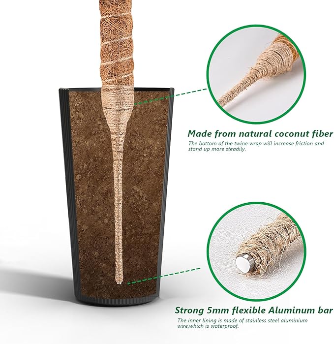 28 "& 47" Bendable Moss Pole,Monstera Plant Support,Plant Stakes for Indoor Plants,Plant Sticks for Indoor Outdoor Climbing Plants | Support for Potted Plants Like Pothos, Philodendrons