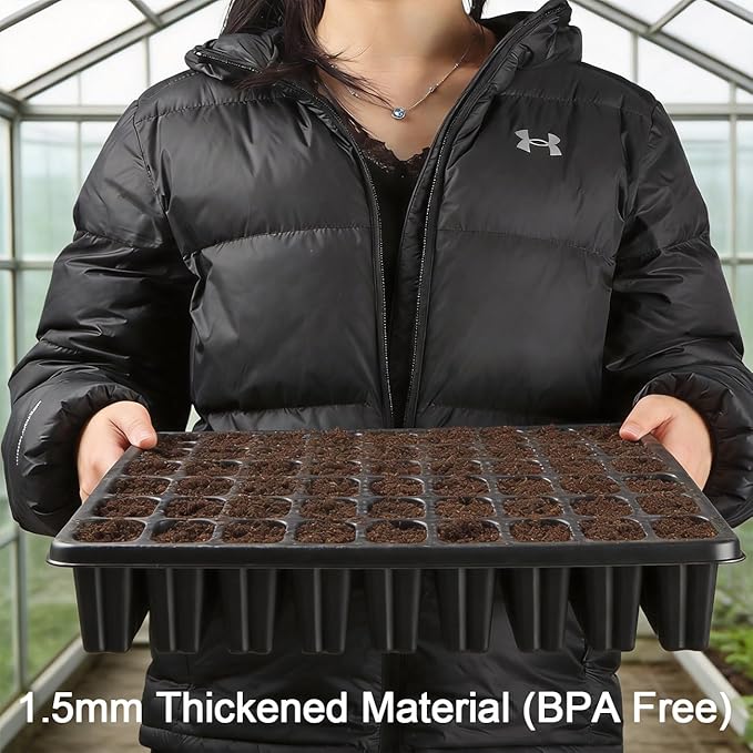 Seed Starter Tray with Grow Lights - 3-Pack 54 Cell Seedling Starter Kit, 5" Tall Humidity Dome & 2.8" Deep Cells, 96-LED Full Spectrum Plant Light with Timer/Dimmable, Reusable Germination Station