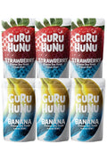 GURU HUNU Freeze Dried Strawberry & Banana Mix Pack - Dehydrated Fruit Chips Camping Snacks Mixed Fruit (Strawberry & Banana - 6 Pack)