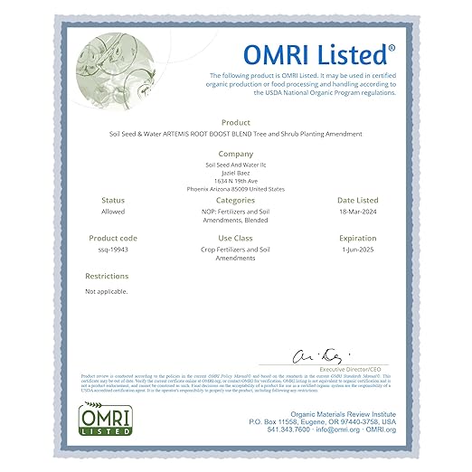 Soil Seed & Water Artemis Root Boost Organic Soil Amendment – Concentrated Fertilizer for Trees, Shrubs & Deep Root Growth - OMRI Listed Organic Fertilizer