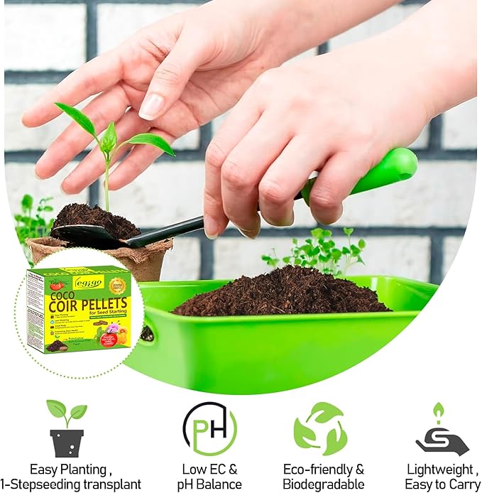 Legigo 200 Pcs 30mm Coco Coir Pellets Seed Starter Soil Mix- Organic Coconut Coir Potting Soil Pods for Seedling, Coco Peat Soil Discs for Indoor & Outdoor Plants Bonsai Herbs Vegetables and Flowers