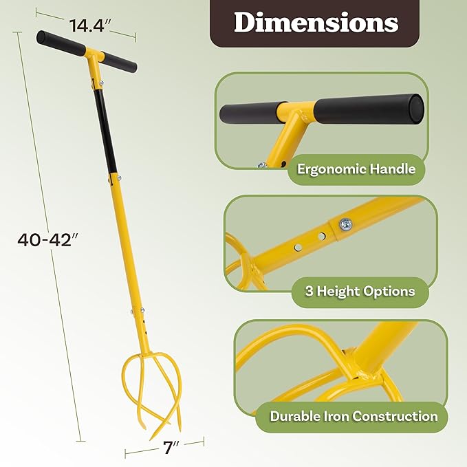 Tiller for Gardening - Adjustable Height Manual Twist Tiller Claw Hand Tiller Garden Tool - Soil Aerator, Garden Cultivator, Hand Tiller, or Compost Aerator Tool - Garden Hand Tools by Pure Garden