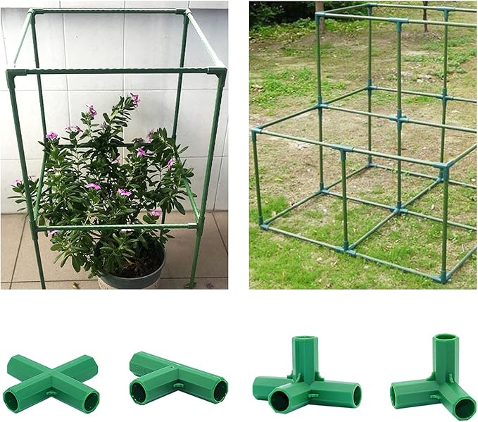 12PCS Fitting 16MM 4 Types Stable Support Heavy Duty Greenhouse Frame Building Connector Suitable for Grape Trellis Sunscreen Shed Gardening