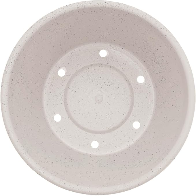 Bloem Terra 12" Diameter Round Vanilla Bean Resin Planter Pot with Drainage Holes for Indoor and Outdoor Gardening