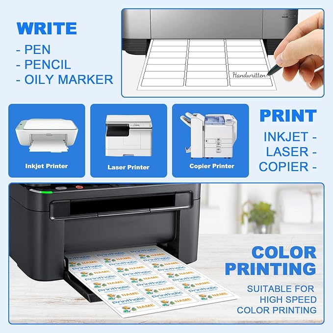 Printholic 15000 30 Per Sheet Self Adhesive 1" x 2-5/8" Address Shipping Labels for Laser & Inkjet Printers - 500 Sheets, 30 Per Labels Per Page, 30 up Labels