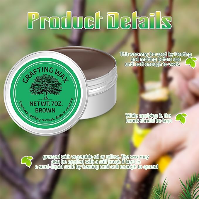 RattanView 2 Pcs 7 oz Grafting Wax Tin Weather Resistant Wax for Grafting Roses Fruit Bonsai Shrubs Wound Sealer Flexible Graft Sealer for Effective Tree Wound Repair(Classic)