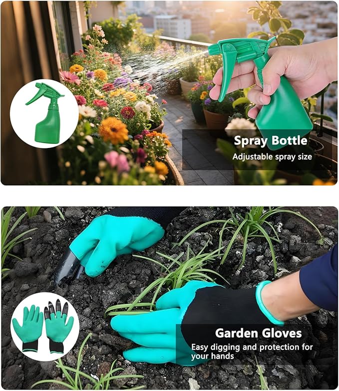 Garden Tool Set, Heavy Duty Gardening Tools with Non-Slip Rubber Grip, Includes Shovel Trowel Fork Rake Gardening Gloves Organizer Handbag, Gifts for Women and Men (Professional Set (10 PCS))