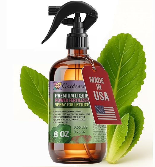 Liquid Power Lettuce Fertilizer Spray – Ready-to-Use Liquid Plant Food Mist for Lettuce – Premixed, Easy Application – Fast-Acting Formula for Growth, Roots & Yield – Indoor & Outdoor Use – 8 oz