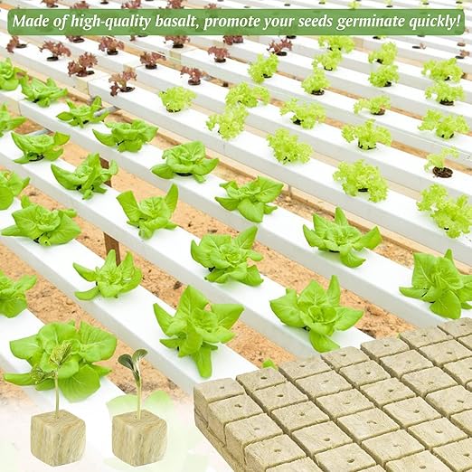 Halatool 2 Inch Rockwool Garden Rockwool Cubes for Hydroponics Rock Wool Planting Cubes for Soilless Cultivation Cuttings Clone Plants Germination Seedlings Start (2 Sheets, 96 Plugs in Total)