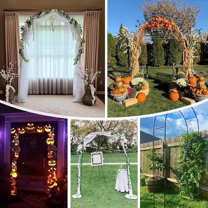 2PCS Wedding Garden Arch Stand,7.9Ft Metal Outdoor Indoor Garden Arbors Stand for Climbing Plant Wedding Christmas Party Decoration (Green-2PCS)