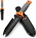 Hori Hori Garden Knife 7" with Sheath – Heavy Duty Stainless Steel Multi-Purpose Tool for Weeding, Digging & Planting, Serrated & Straight Full-Tang Blade with Weeding Fork, Safety Non-Slip Handle