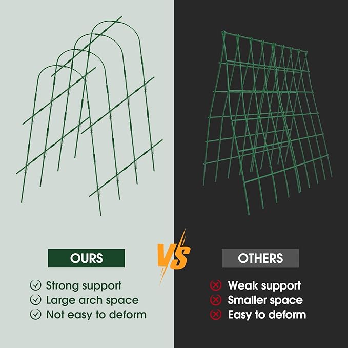 2 Pack 65"×48" Cucumber Trellis for Raised Bed, U-Shape Garden Trellis for Climbing Plants Outdoor, Metal Arch Vegetables Trellis, Detachable Cucumber Plant Support for Tomato,Squash