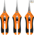 VIVOSUN 3-Pack 6.5 Inch Gardening Scissors Hand Pruner Pruning Shear with Straight Stainless Steel Blades Orange