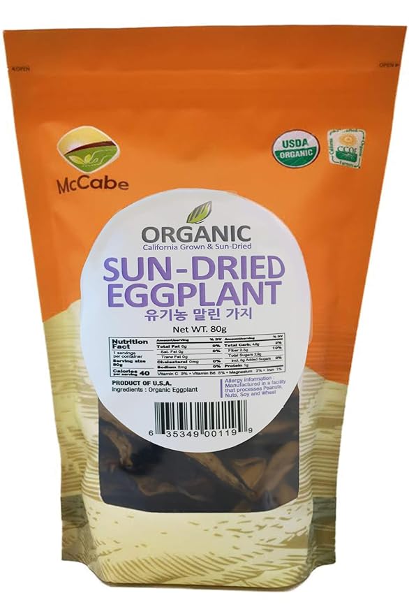 McCabe Organic Sun-Dried Eggplant | Rich with Fiber & Minerals | USDA and CCOF Certified | Product of USA | 80g