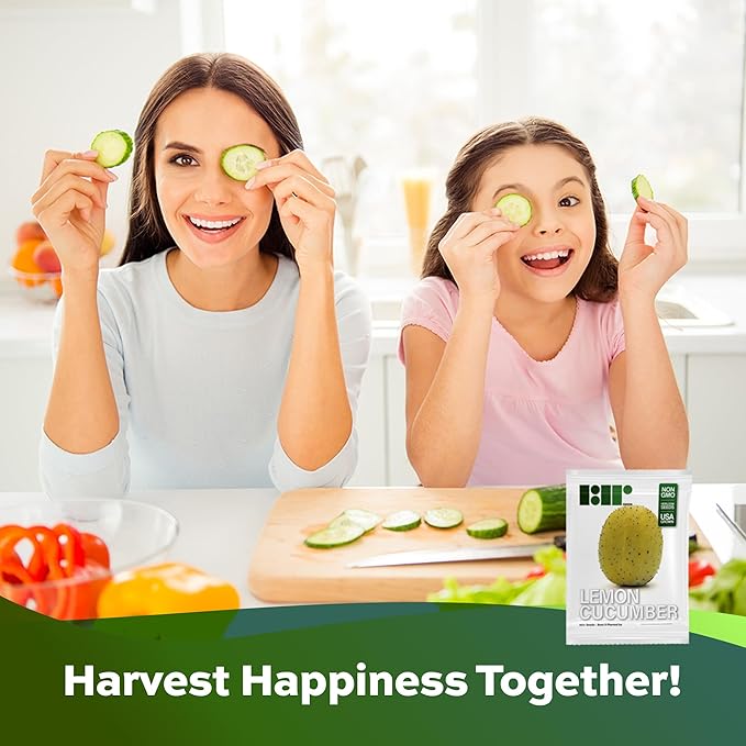 50 Lemon Cucumber Seeds - Heirloom Non-GMO USA Grown Vegetable Seeds for Planting - Baseball Sized Round Cucumber - Cucumis Sativus