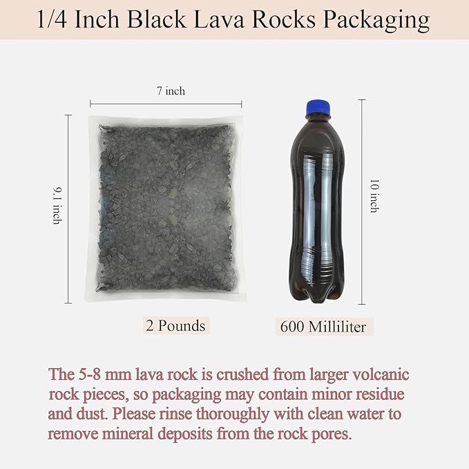 2 lbs Small Black Lava Rocks for Plants,1/4 Inch Crush Volcanic Rock Pumice Soil Additive for Succulent Aquarium Cactus Bonsai Fire Pits and Garden Landscaping