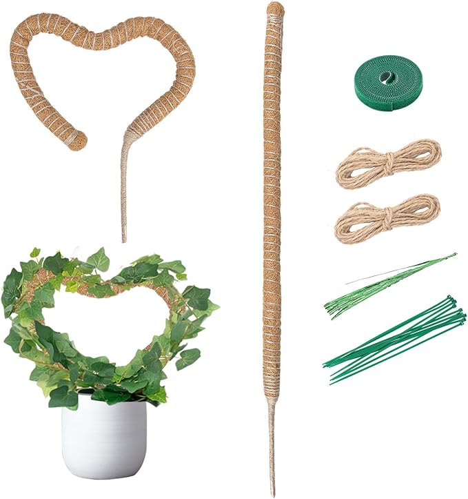 Mcbazel 2 Pack 27.5 Inch Bendable Moss Pole for Plants Monstera - Coco Coir Plant Support Stakes for Climbing Indoor Pothos, Potted Climbers & Philodendron - Flexible Stick Kit with Full Garden Ties