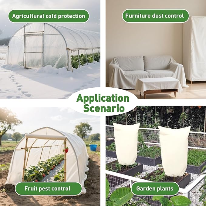 2 Pack Plant Covers Freeze Protection,10ft x 33ft Frost Cloth Plant Cover Blanket for Outdoor Plants Winter or Floating Row Covers Freeze Protection Garden Covers for Vegetables Raised Beds Insect