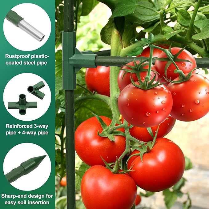 Tomato Cages for Garden,6 Pack 50in Tall Tomato Plant Support Stakes Adjustable Heavy Duty Steel Plant Tower Stakes, Updated Cucumber Trellis Garden Cages for Climbing Plants Vegetable Flowers