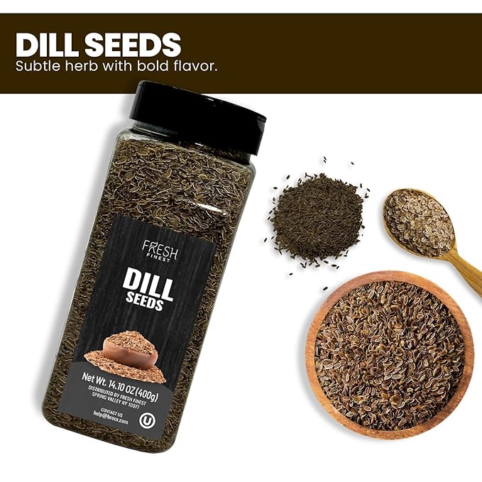 Fresh Finest Culinary Dill Seed, Whole Dill Seed for Pickling, Dressings, Entrees, Salads, Cooking & Baking, Kosher, Non GMO, 14.10oz (400g)