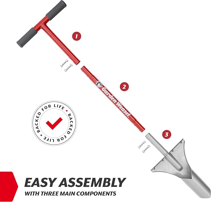 GARDEN WEASEL Bulb Planter Tool – Manual Bulb Planting Tool and Sod Cutter for Tulips, Daffodils, and Perennials – Ergonomic Footplate and Carbon Steel Design Latest Model 91350-3