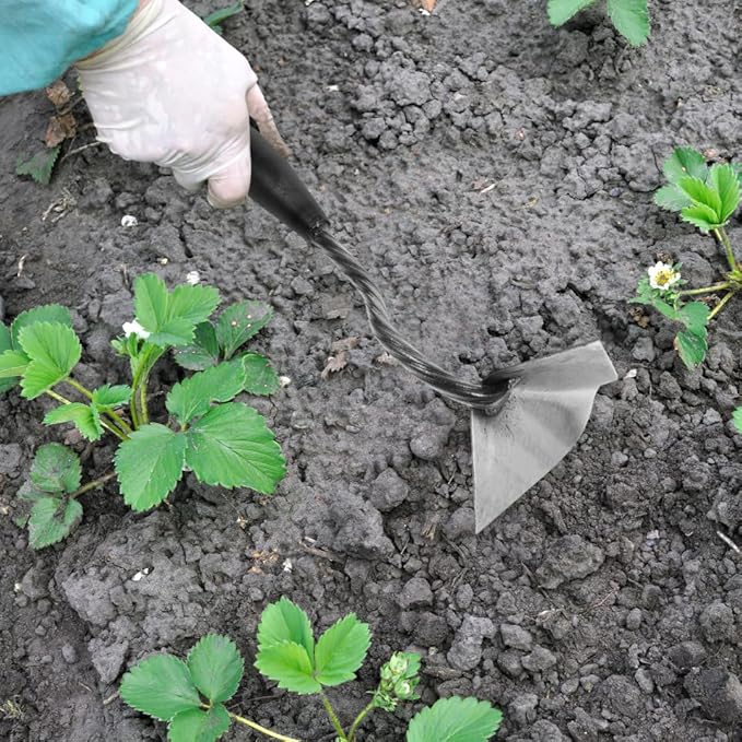 DOITOOL Triangle Hoe Garden Tool with Pointed Head 12.40X6.29X3.93In Lightweight Handheld for Digging Soil Manuring Trenching and Weeding Durable Iron Construction