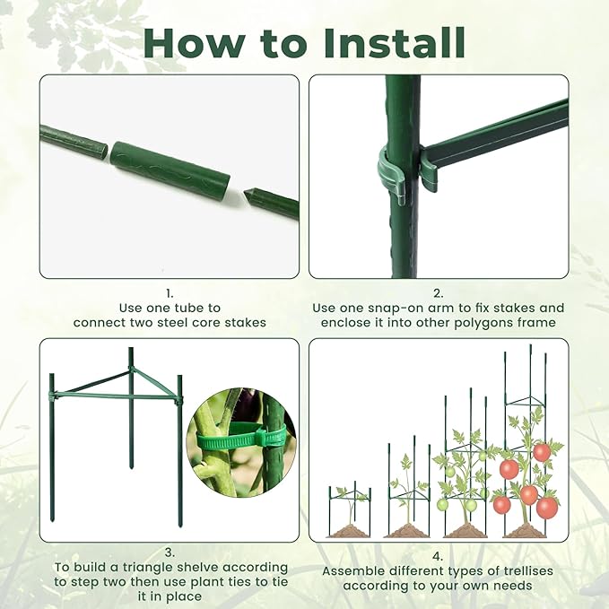 8 Pack Tomato Cages for Garden, Up to 48in Adjustable Tomato Cage, Tomato Stakes Plant Cage for Garden Plant Support, Climbing Vegetables Plants Flowers