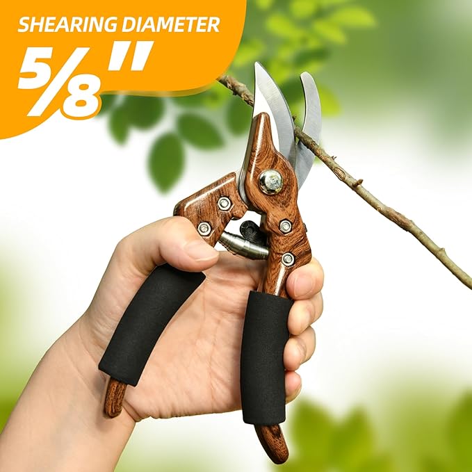 8" Bypass Pruning Shears - Garden Shears -Garden Clippers-Pruners for Gardening-Hand Pruners-Gardening Scissors-Gardening Tools