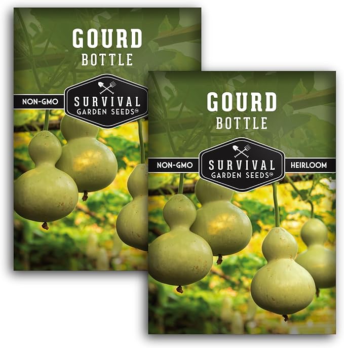 Bottle Gourd Seed for Planting - 2 Packets with Instructions to Plant & Grow Birdhouse or Calabash Gourds in Your Home Vegetable Garden - Non-GMO Heirloom Variety - Survival Garden Seeds