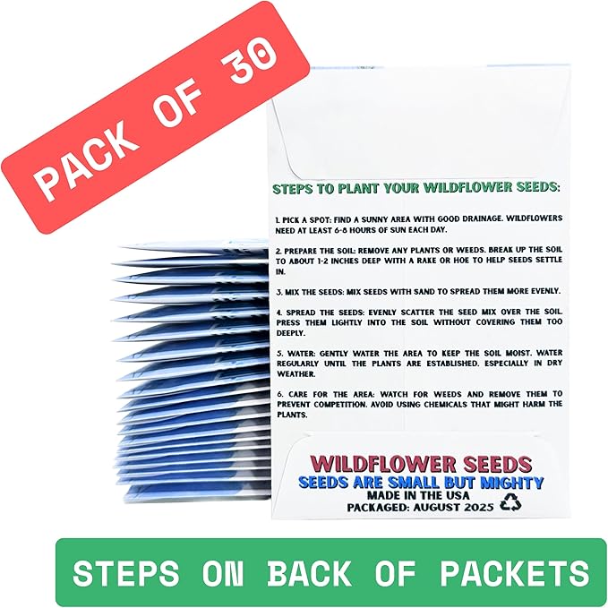 Wildflower Seed Packets Baby in Bloom Baby Shower Party Favors (Pack of 30) - Wildflower Seed Packet Favors Gift Boy Blue