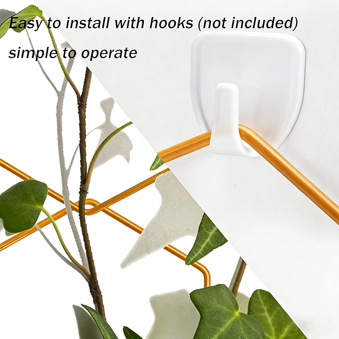 Wall Trellis Indoor, Garden Trellis Plant Accessories Sturdy Wall Trellis for Indoor Climbing Plants, Practical Plant Accessories with Stable Support for Pothos, Ivy. (Gold)