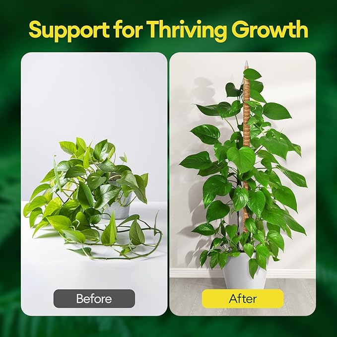 3-Pack 28” Bendable Moss Pole Monstera Plant Support for Climbing Indoors Plants, Coir Moss Poles Sticks DIY, Plant Support Stake for Potted Plants