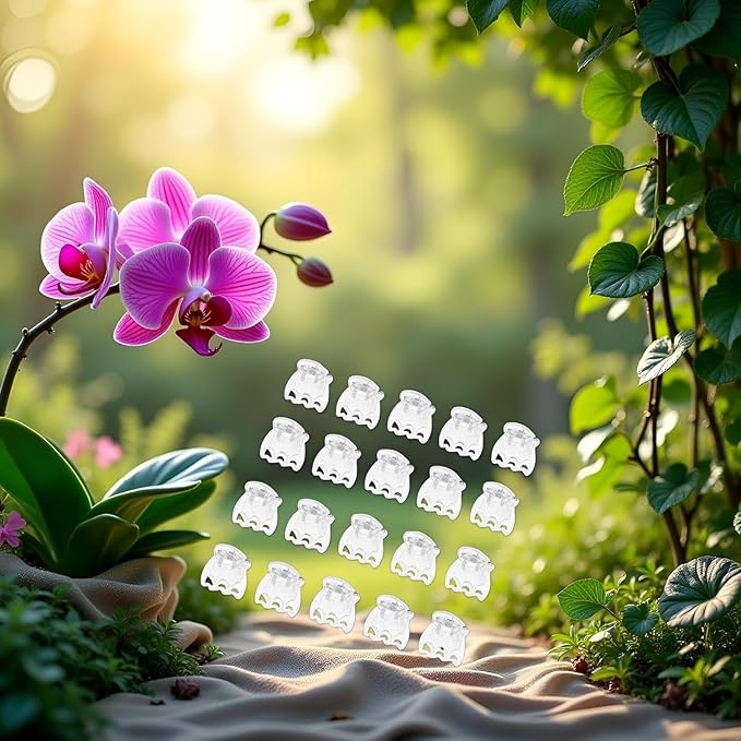 50Pcs Transparent Plant Orchid Clips Flowers Support Clear Fixer for Garden Vine Stem Plants Climbing Clasp Transparent 6 Claws Orchid Clips Plastic Butterfly Plant Support Structures