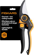 Fiskars DualAction Pruner – Hand Pruner with Two Cutting Modes, Bypass Garden Pruner for Stems and Branches up to 1", Low-Friction Steel Blade, FiberComp Frame