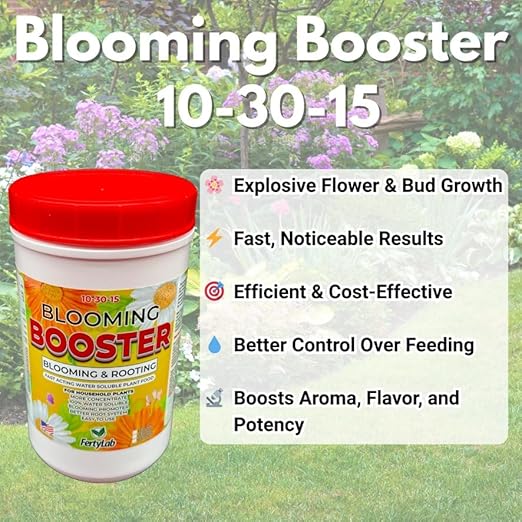 Bloom Booster - Flower Fertilizer for Indoor and Outdoor Plants - Blooming Promoter - Potted Plant Food - Water Soluble Flower Fertilizer - for Roots and Flowers - Tech Grade Raw Materials (3lb)