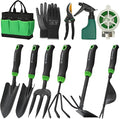 Velway Garden Tools Set -11-Piece Heavy Duty Hand Tool Kit with Ergonomic Handles, Rust-Proof, Carry Tote Bag – Gardening Gifts for Women & Men (Green)