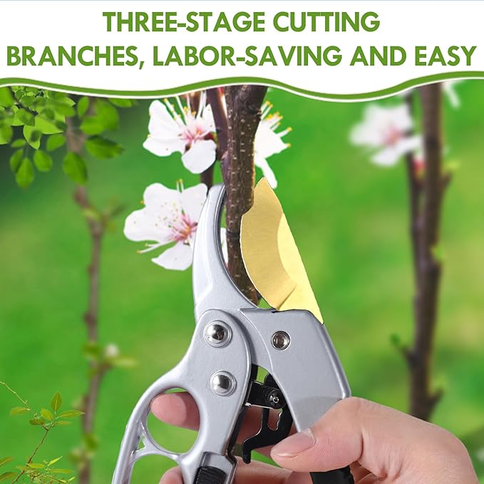 MEPEREZ Ultra Sharp Germany Titanium Steel Pruning Shears - Cuts 3X Easier, Weak Hand Arthritis Snips, Rust-Resistant, Effortlessly 1-Inch Cut Capacity Garden Scissors, Ergonomic Handle