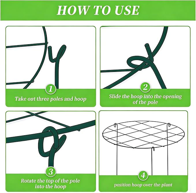 MTB Supply 5 Pack 16 x 24 inch Peony Cages,Grow Through Plant Support Stakes, Flower Support Hoops Heavy Plants Brace Rings