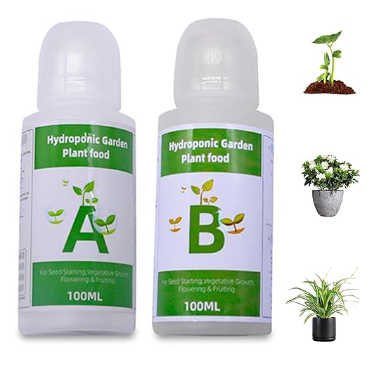 Hydroponic Plant Food, 2 Bottles Hydroponic Nutrients 20-23g/ Bottle Plant Food A and B for Indoor Plants, Vegetables, Fruits and Flowers, Hydroponics Nutrients