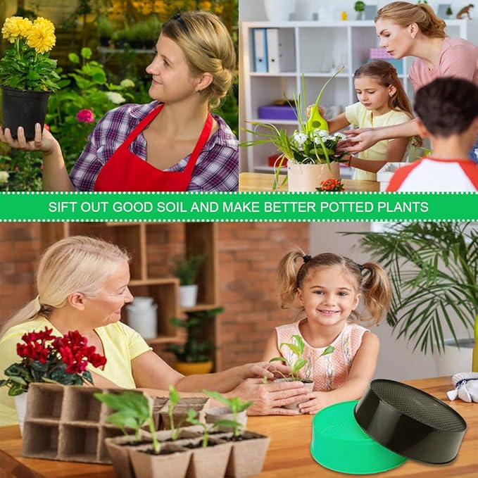 2 Pcs Round Garden Soil Sieve Pan Sand Sifter Set for Sieve Work of Small Gravel, Soil, Sand