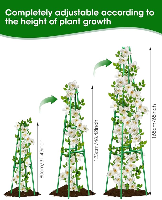 4 Pack Garden Trellis for Climbing Plants Outdoor, 6FT Plant Trellis Support for Climbing Vine, Plant Support Tower Cages Plastic Coated Metal Pipe Supports for Outdoor Indoor,Tomato cage