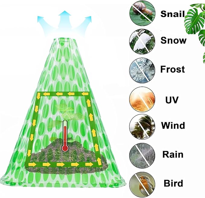 Pack 40 Garden Cloches for Plants, Reusable Bell Plant Cover, Plant Covers Protectors from Animals Snails/Birds/Chickens/Insect(Diameter: 7.7" Height: 9")
