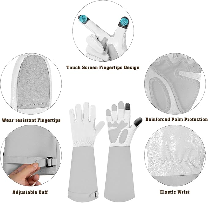 Long-Gardening-Gloves for Women/Men - Thorn Proof Rose Pruning Gloves Heavy Duty Gauntlet, Best Garden Gifts for Gardener-M