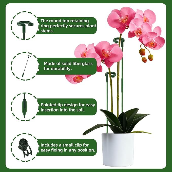 Plant Support Stakes - 15pcs Adjustable Trellis Poles with 6 Clips - Indoor Outdoor Climbing Sticks for Monstera Tomato Potted