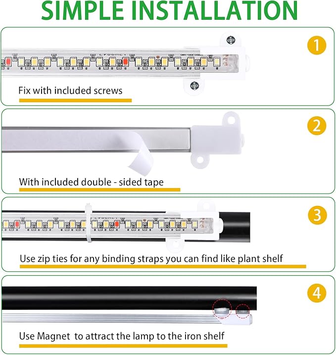 RWNTAO Two Strip Growing Lamp for Indoor Plants, Red & 3000K & 6000K Full Spectrum LED Grow Light Strips with Auto ON/Off 3/9/12H Timer,10 Dimmable Levels for Green House Succulent (13 in)