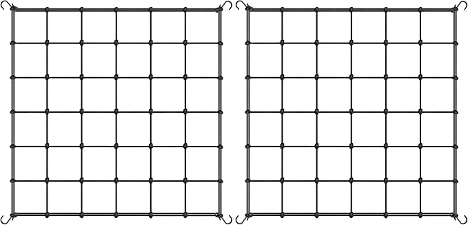 iPower Elastic Trellis Netting for 3x3FT Grow Room, Heavy-Duty Plant Net with Hooks, Flexible Hydroponics Support for Indoor Plants, Gardening, and Horticulture (Pack of 2)