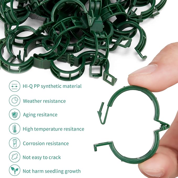 Plant Support Clips 100 PCS, Tomato Vine Clips, Tomato Trellis Plastic Clips, Garden Vine Fixing Clips - for Climbing Plants, Tomato, Grape, Vegetables and Plants Stalks